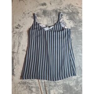 White House Black Market XXS Reversible Tank Top V Neck Shirt Blue stripes